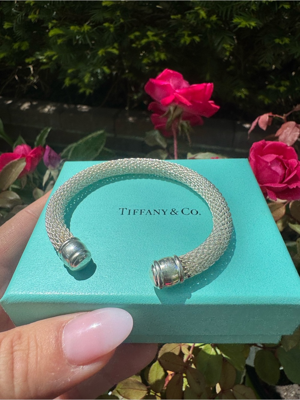 Tiffany & Co. Elsa Peretti Sterling Silver Mesh Open Cuff Bracelet